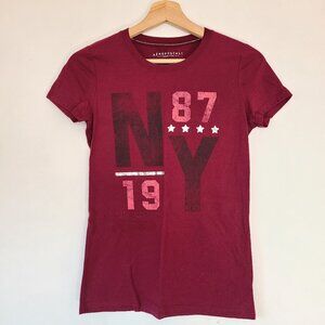 Aeropostale Burgundy Short Sleeve T-Shirt Tee M Aero Logo Graphic NWOT